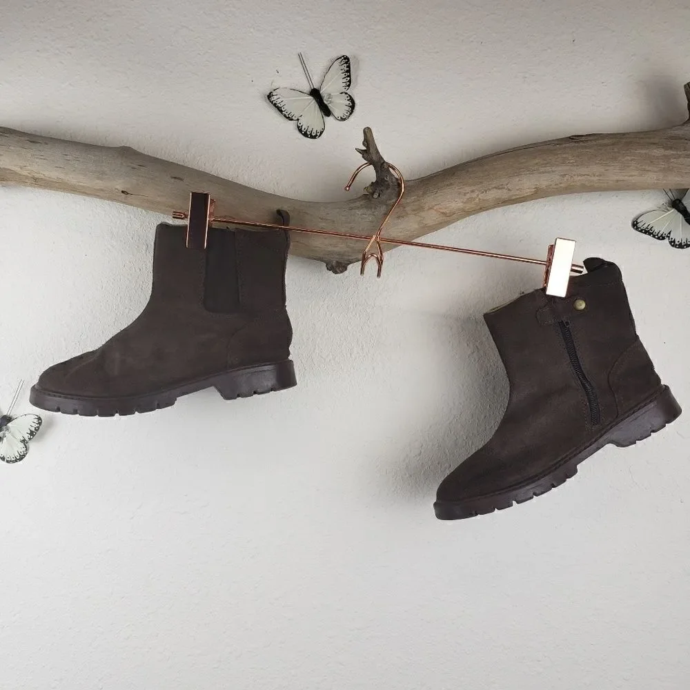 Janie and jack side sip brown suede moto booties